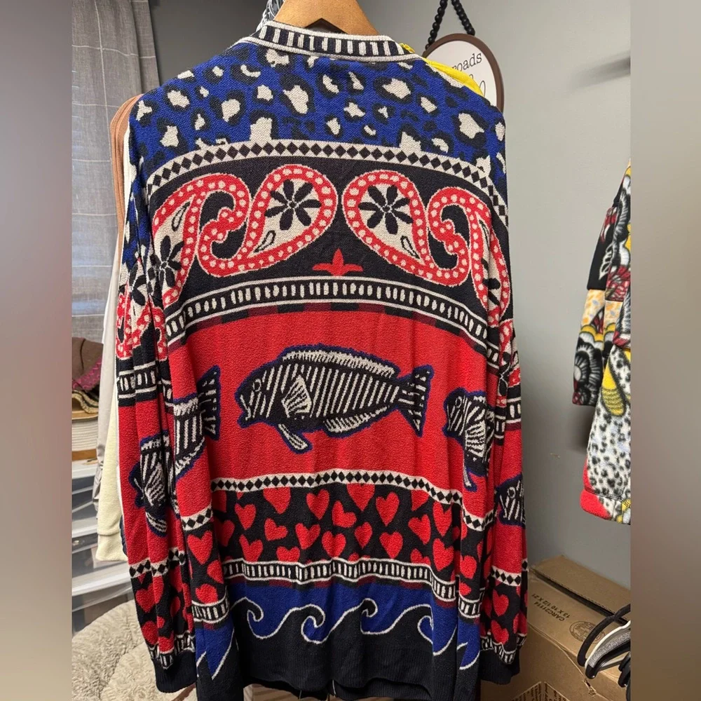 FARM Rio Red and Blue Patterned Cardigan - Picture 8 of 9